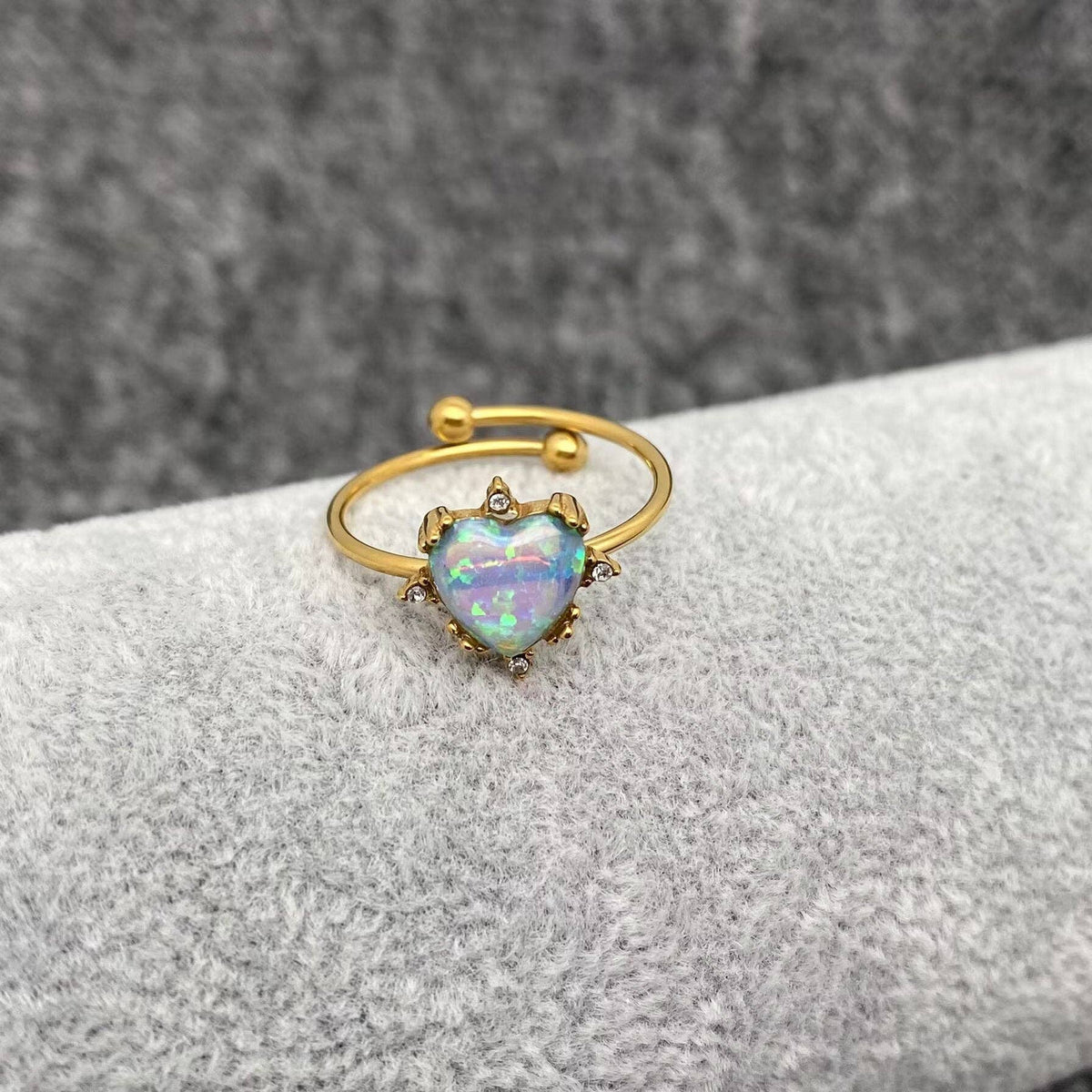 Lucky Opal 18K Gold Plated SS Adjustable Ring - FGS/CS