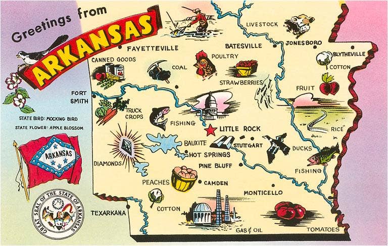 AR-145 Greetings from Arkansas - Vintage Image, Magnet