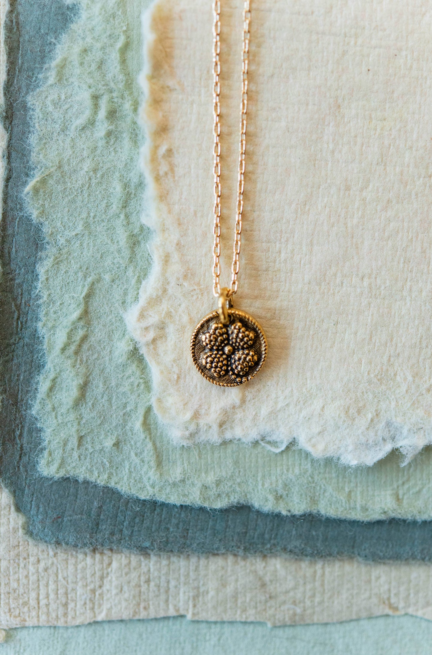 Bitty Button Charm Necklace | Clover Necklace