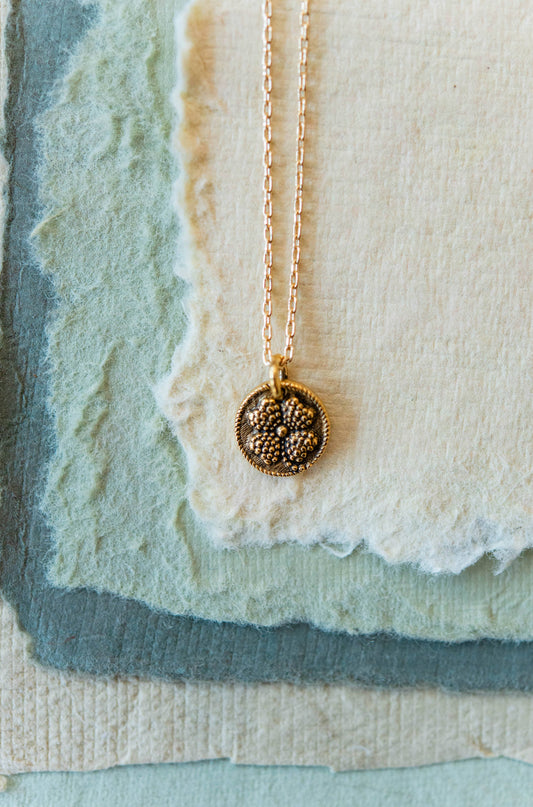 Bitty Button Charm Necklace | Clover Necklace