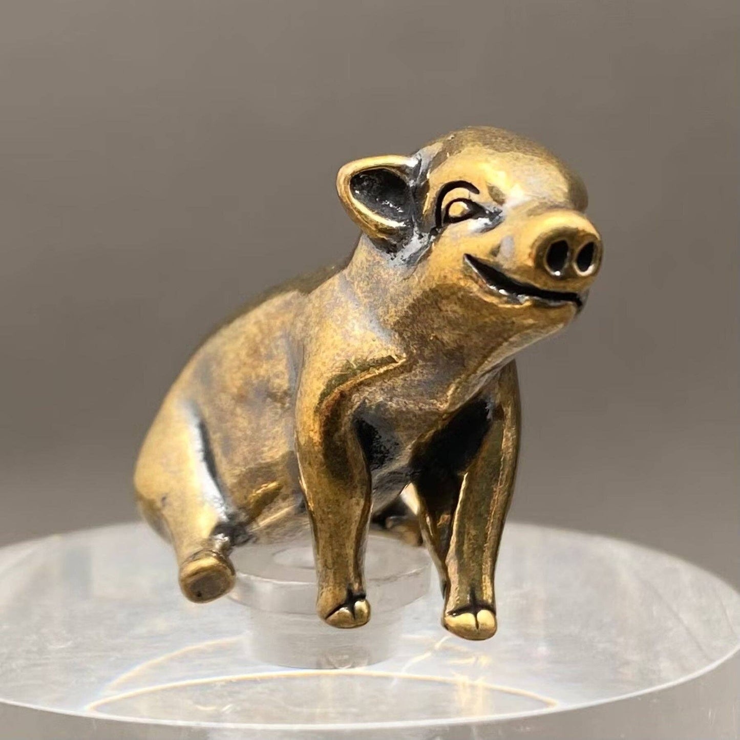 Sitting Brass Pig Figurine