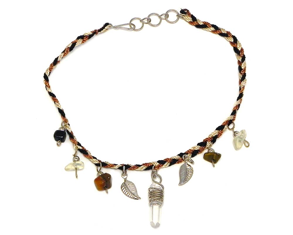 Crystal Chip Stone Macrame Rope Anklet