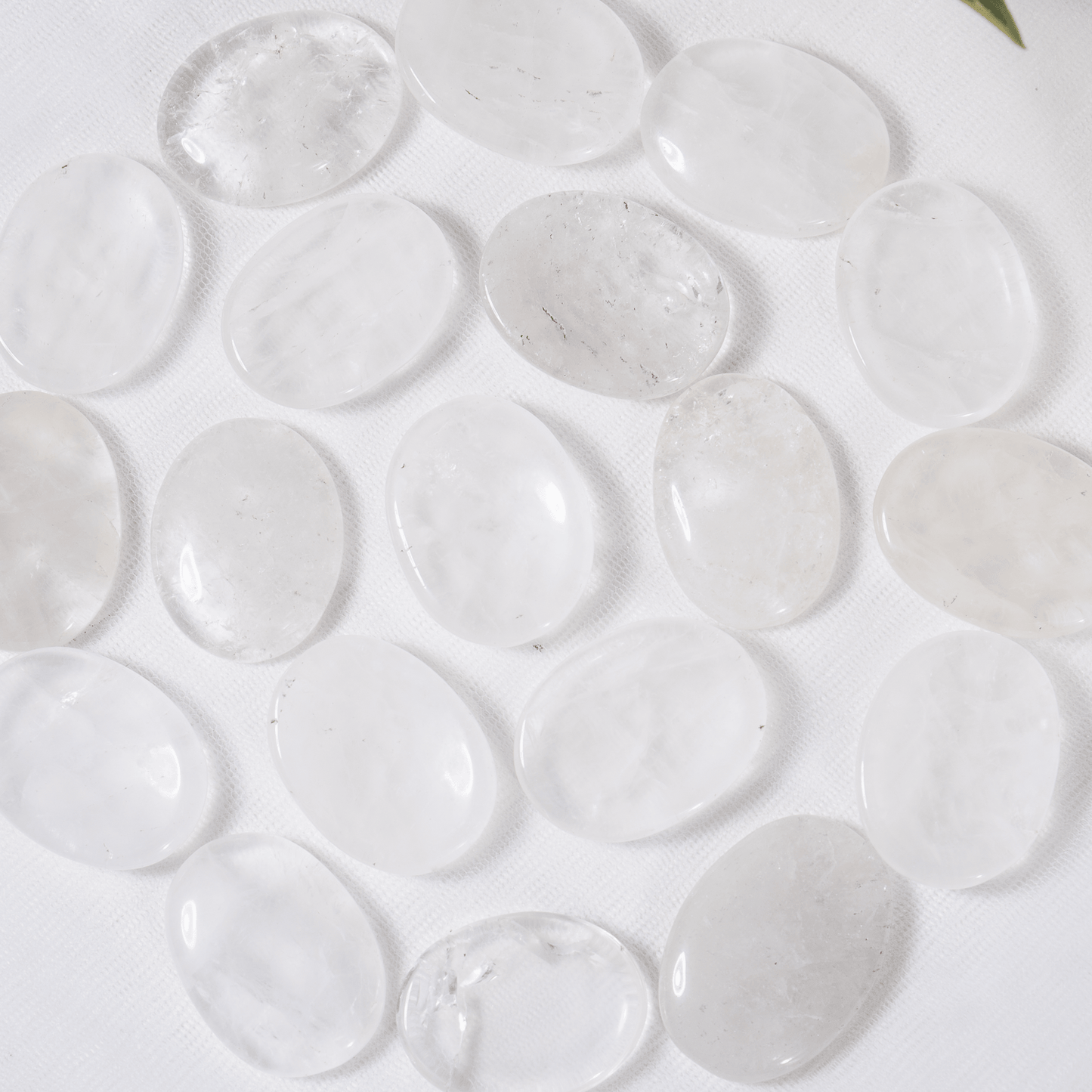 Lot of 20Pcs Clear Quartz Worry Stone(Thumb Indent Crystals)