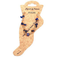 Evil Eye Bead Charm Chip Stone Macrame Pull Tie Anklet