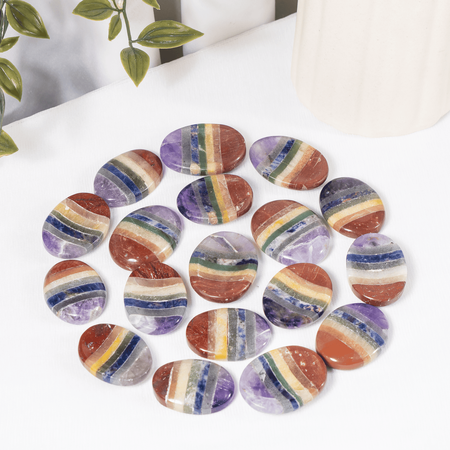 Bonded Chakra Worry Stones, Pocket Crystal, Thumb Stones