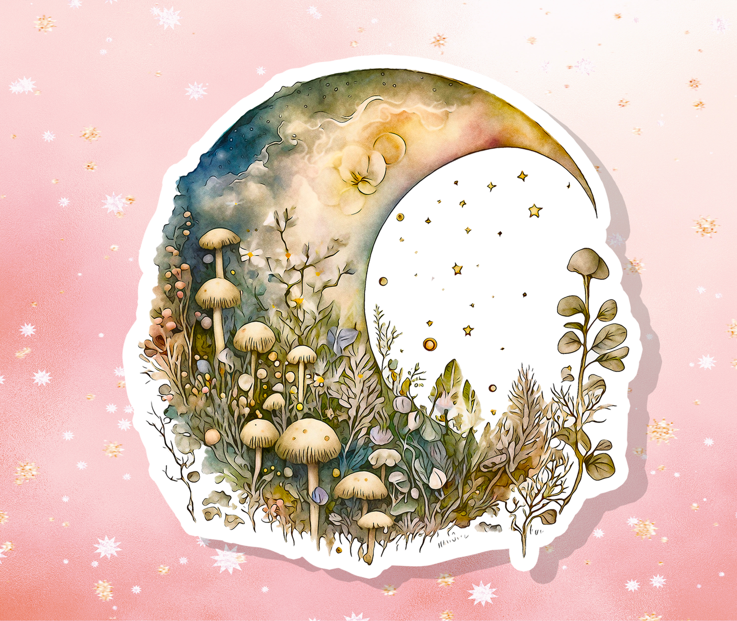 Moon Mushroom Vinyl Sticker Metaphysical Intention