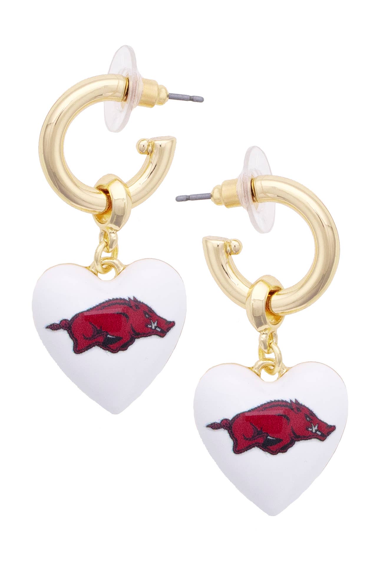 Arkansas Razorbacks Heart Drop Earrings