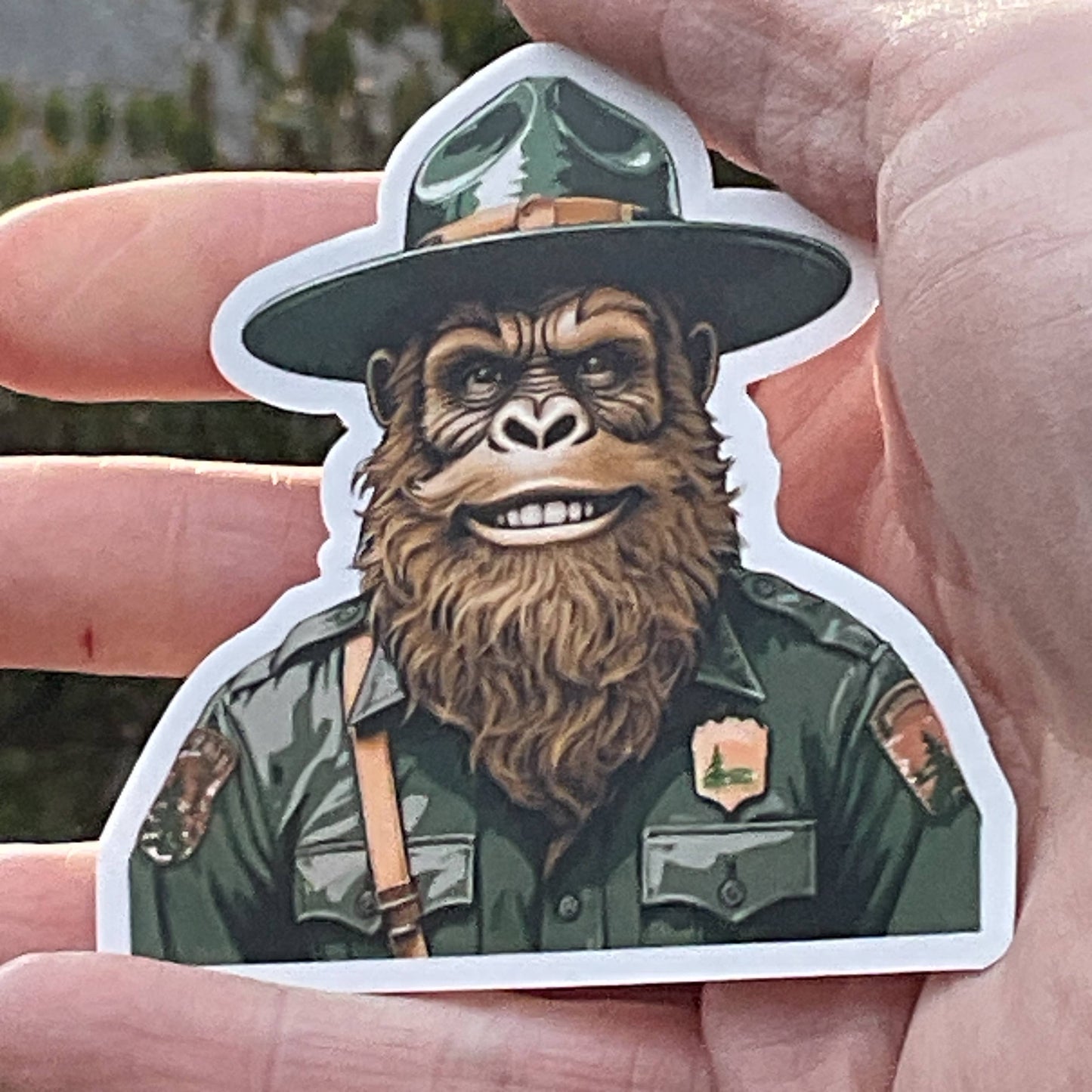 Happy Park Ranger Sasquatch or Bigfoot Vinyl 3" Sticker