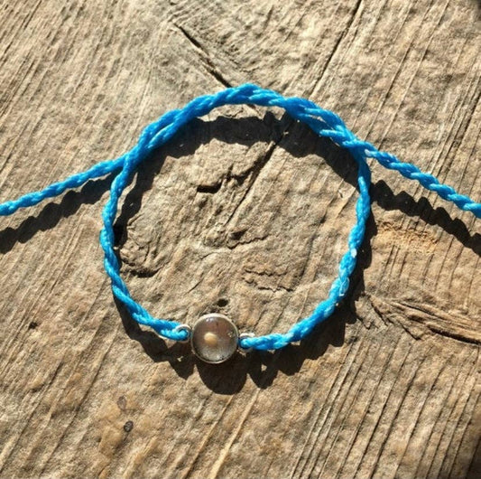 Bright Blue Mustard Seed Faith Tie Bracelet