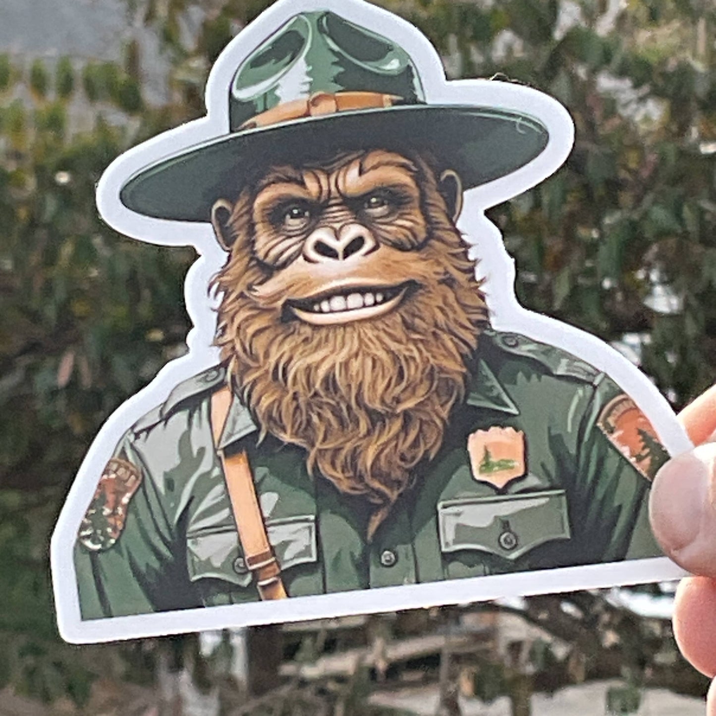 Happy Park Ranger Sasquatch or Bigfoot Vinyl 3" Sticker