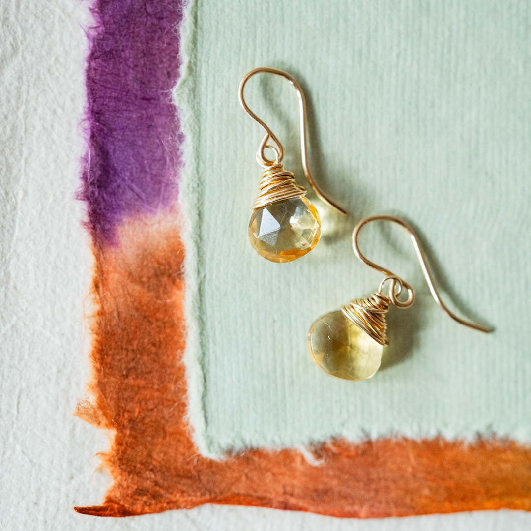 Pantone Earrings - Citrine Natural Stone Earrings