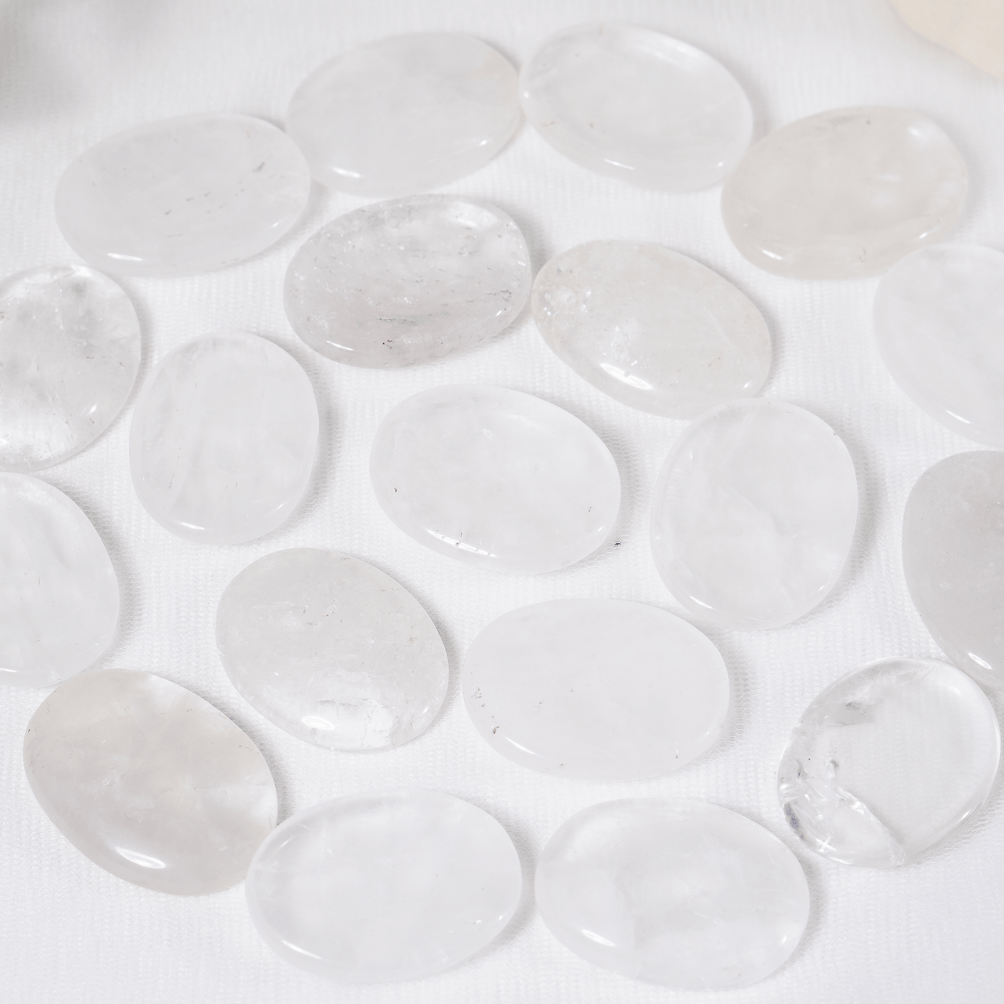 Lot of 20Pcs Clear Quartz Worry Stone(Thumb Indent Crystals)