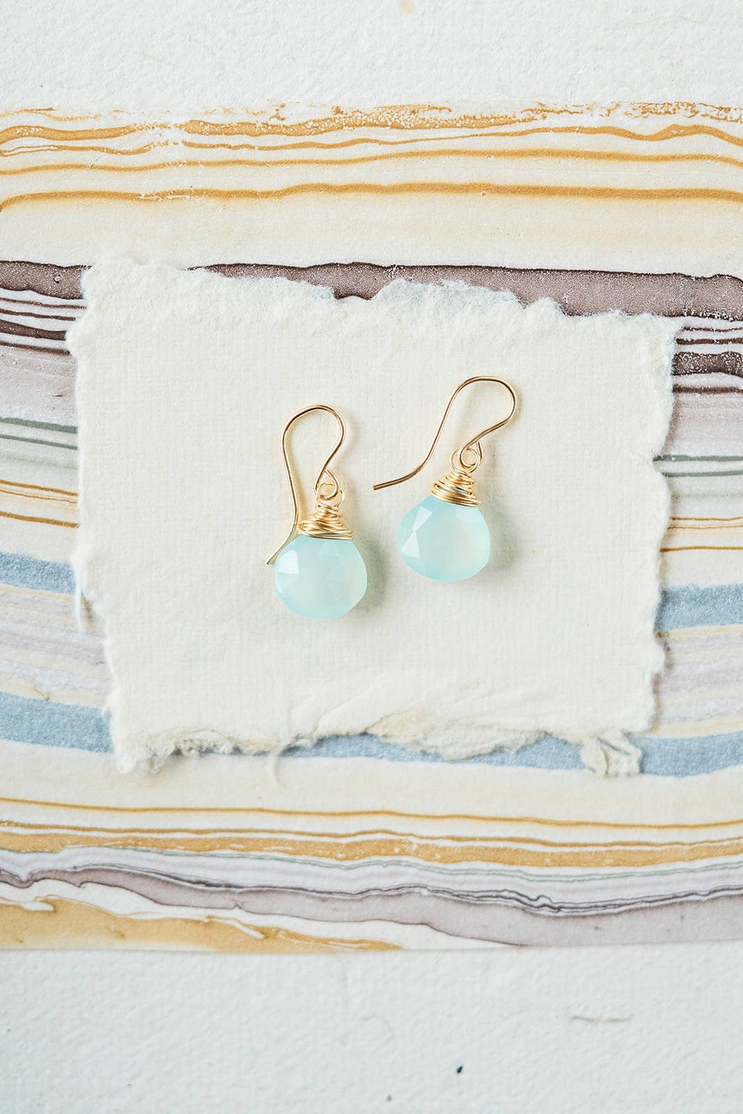 Pantone Earrings | Aqua Chalcedony Natural Stone Earrings