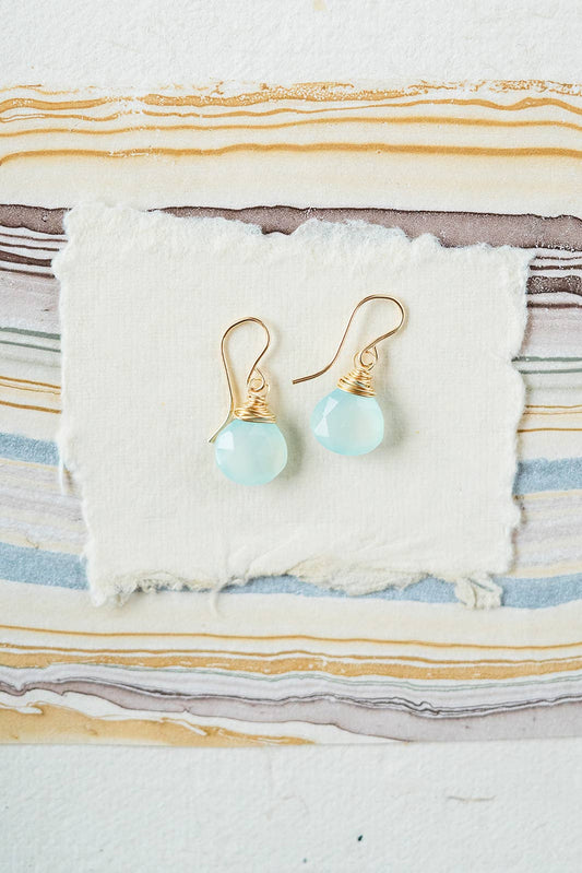 Pantone Earrings | Aqua Chalcedony Natural Stone Earrings