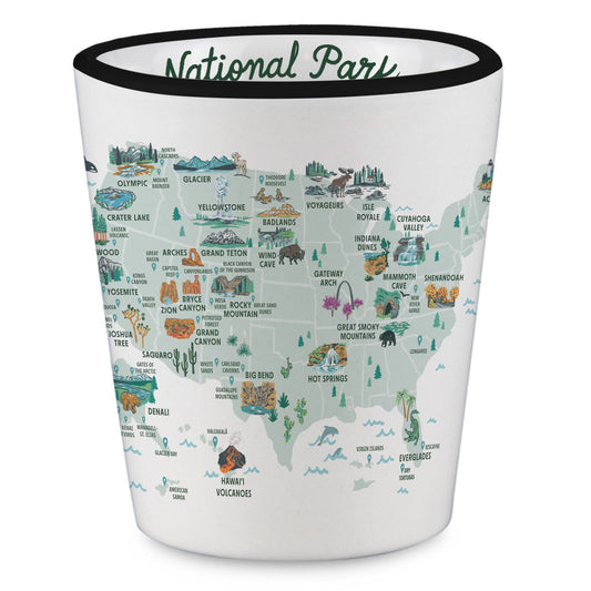 U.S. National Parks Map Shot Glass | Includes Hot Springs National Park