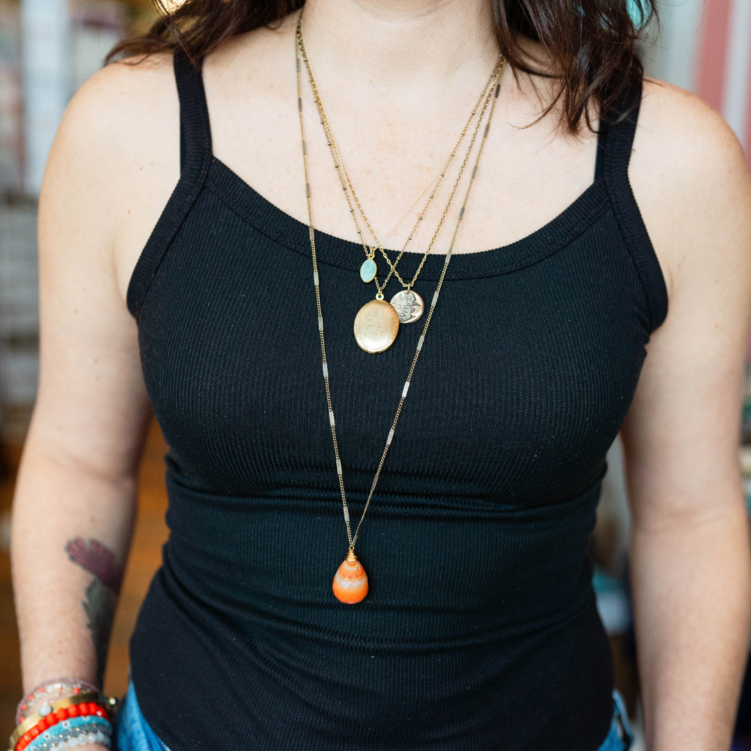 Zara Natural Stone Drop Necklace | Apatite