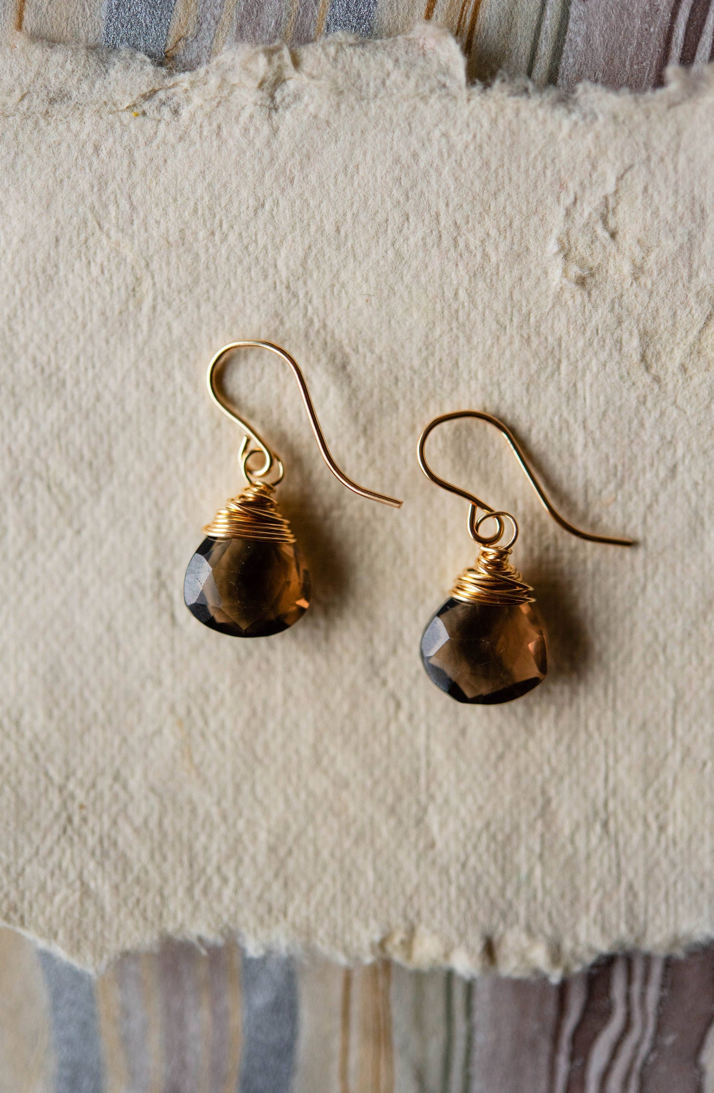 Pantone Earrings - Smokey Quartz Natural Stone Earrings