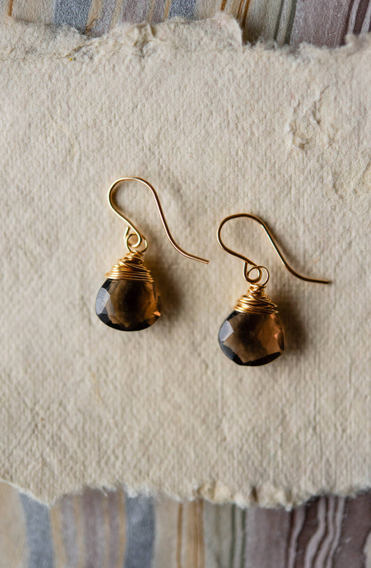 Pantone Earrings - Smokey Quartz Natural Stone Earrings