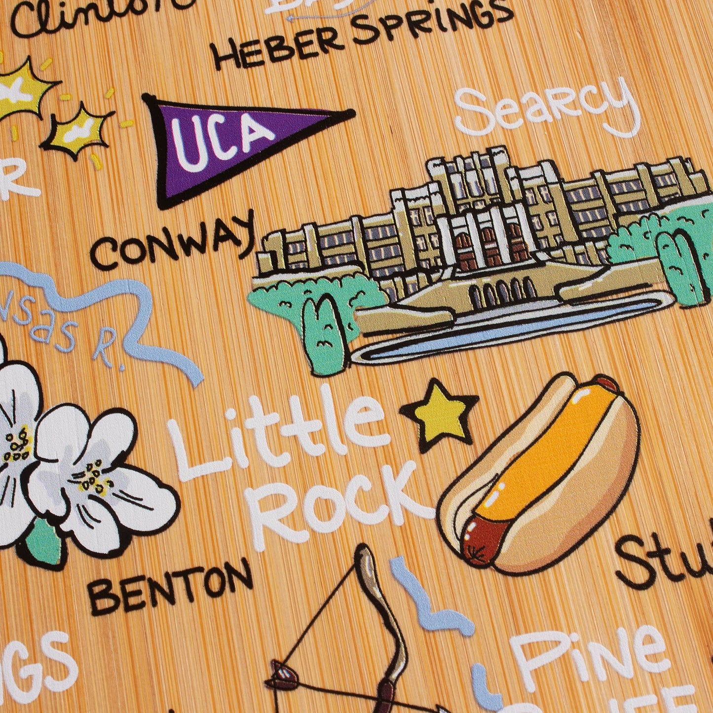 Arkansas Cutting Board with Artwork by Fish Kiss™