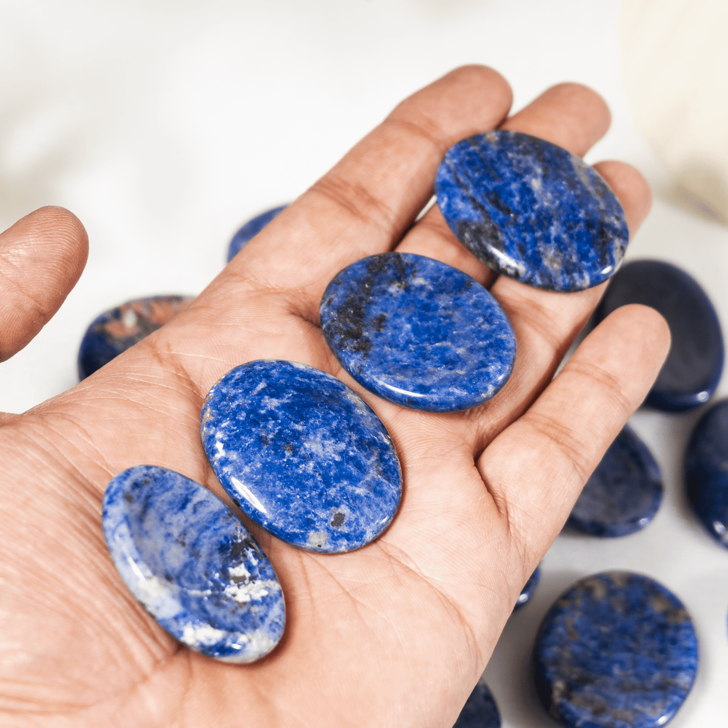 Sodalite Worry Stones, Pocket Crystal, Thumb Stones