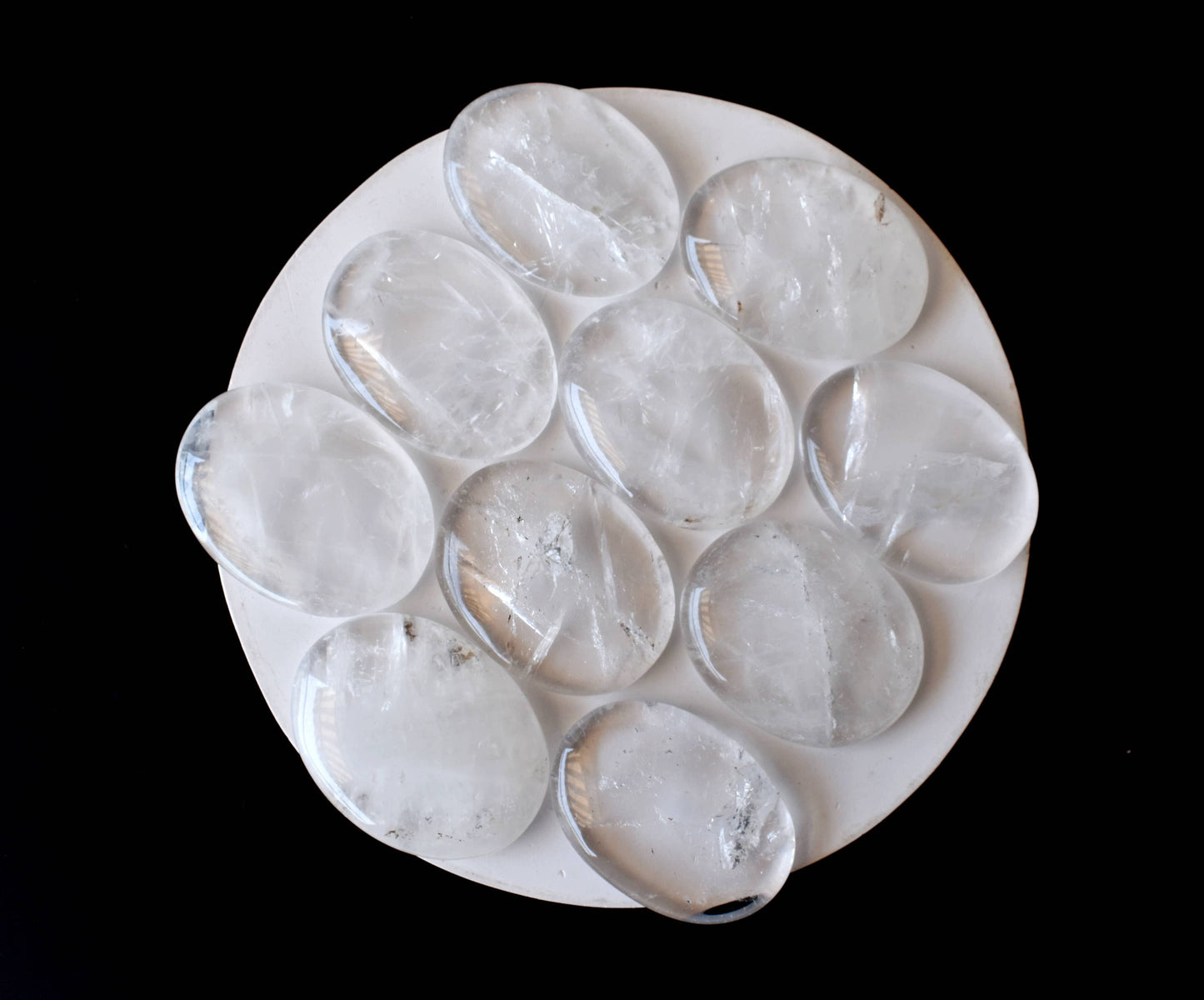 Lot of 20Pcs Clear Quartz Worry Stone(Thumb Indent Crystals)