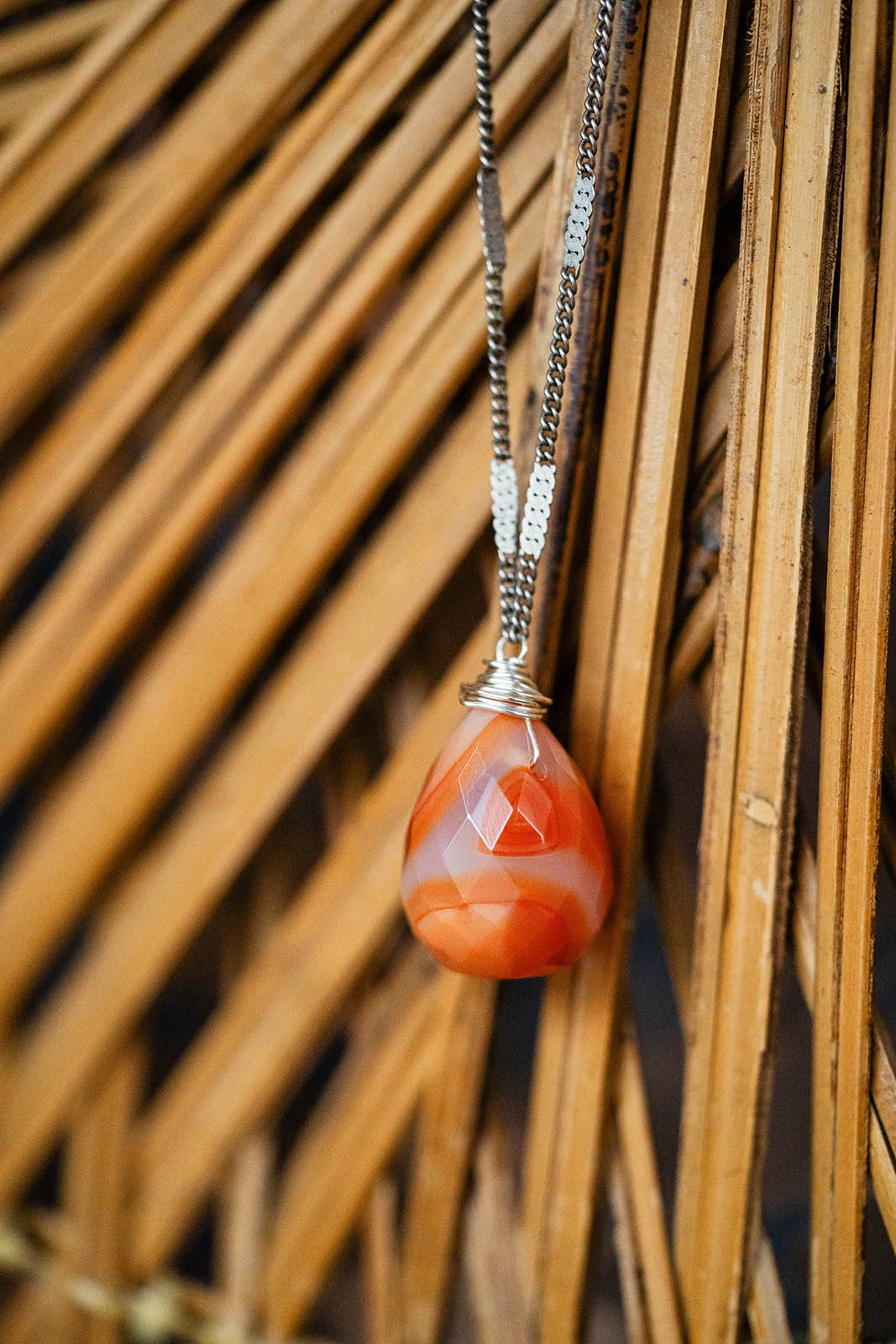 Zara Natural Stone Drop Necklace | Carnelian