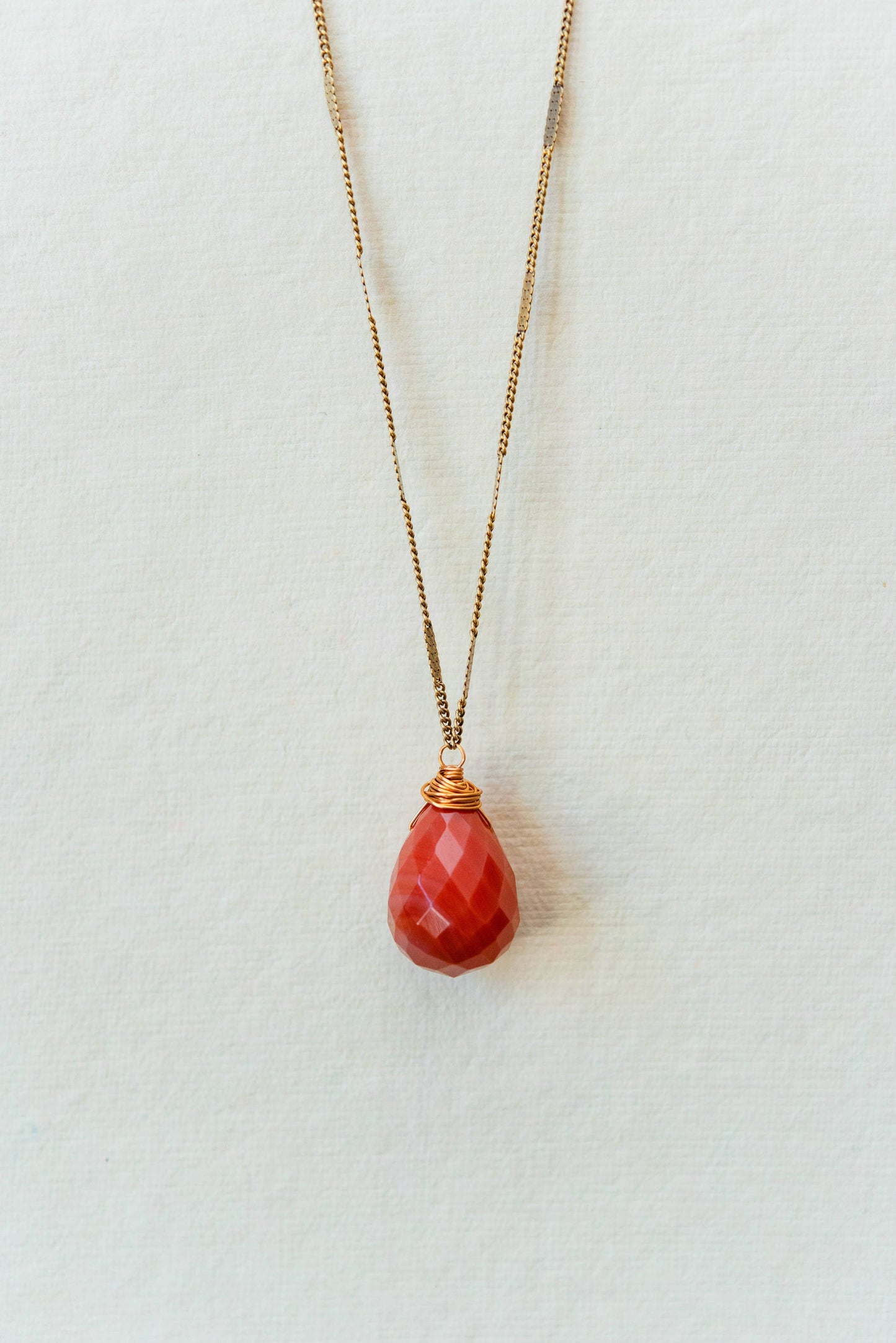 Zara Natural Stone Drop Necklace | Carnelian