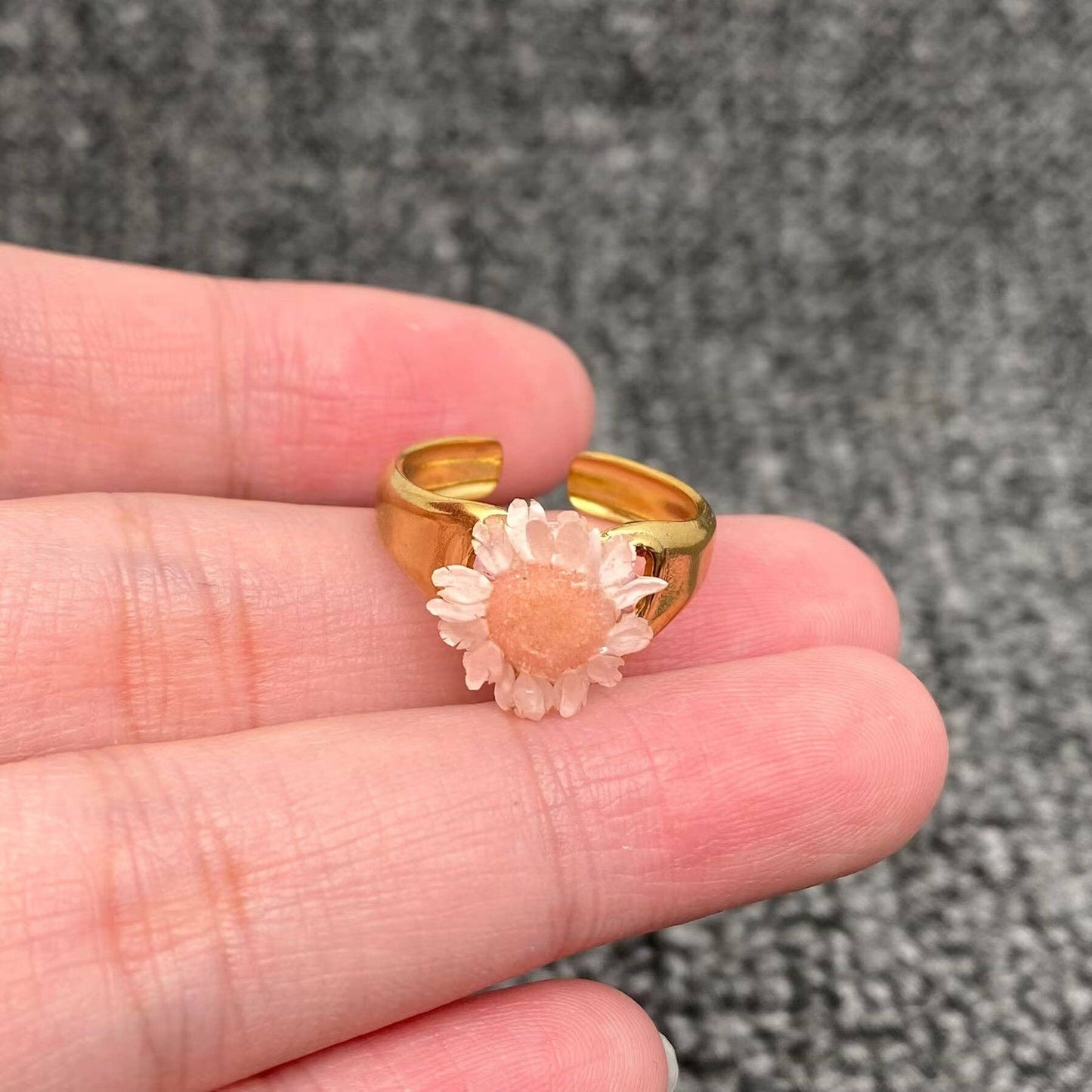 18K Gold Plated S.Steel Floral Adjustable Rings - PDF/FGS