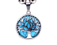 Round Metal Tree of Life Stone Pendant Adjustable Necklace