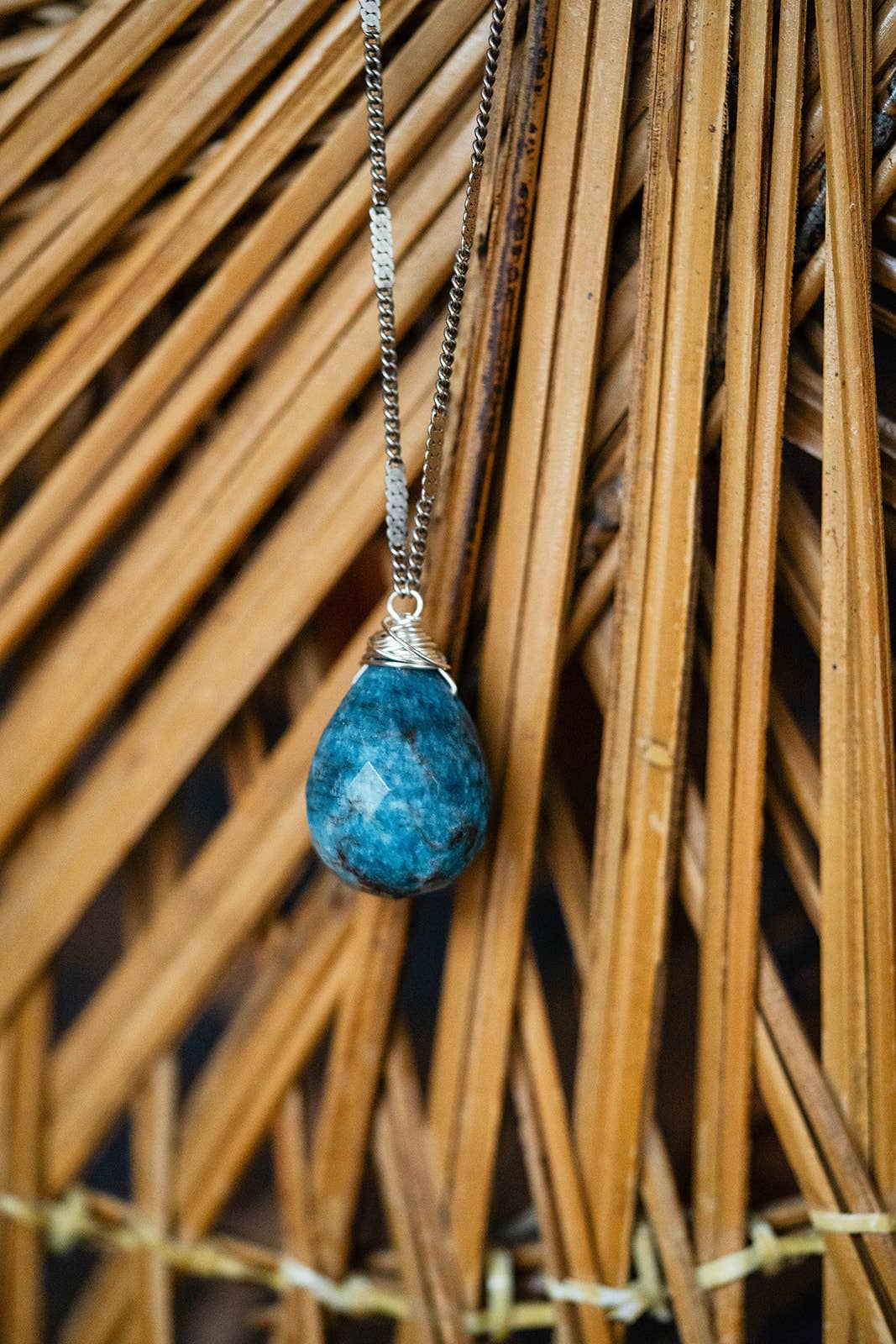 Zara Natural Stone Drop Necklace | Apatite