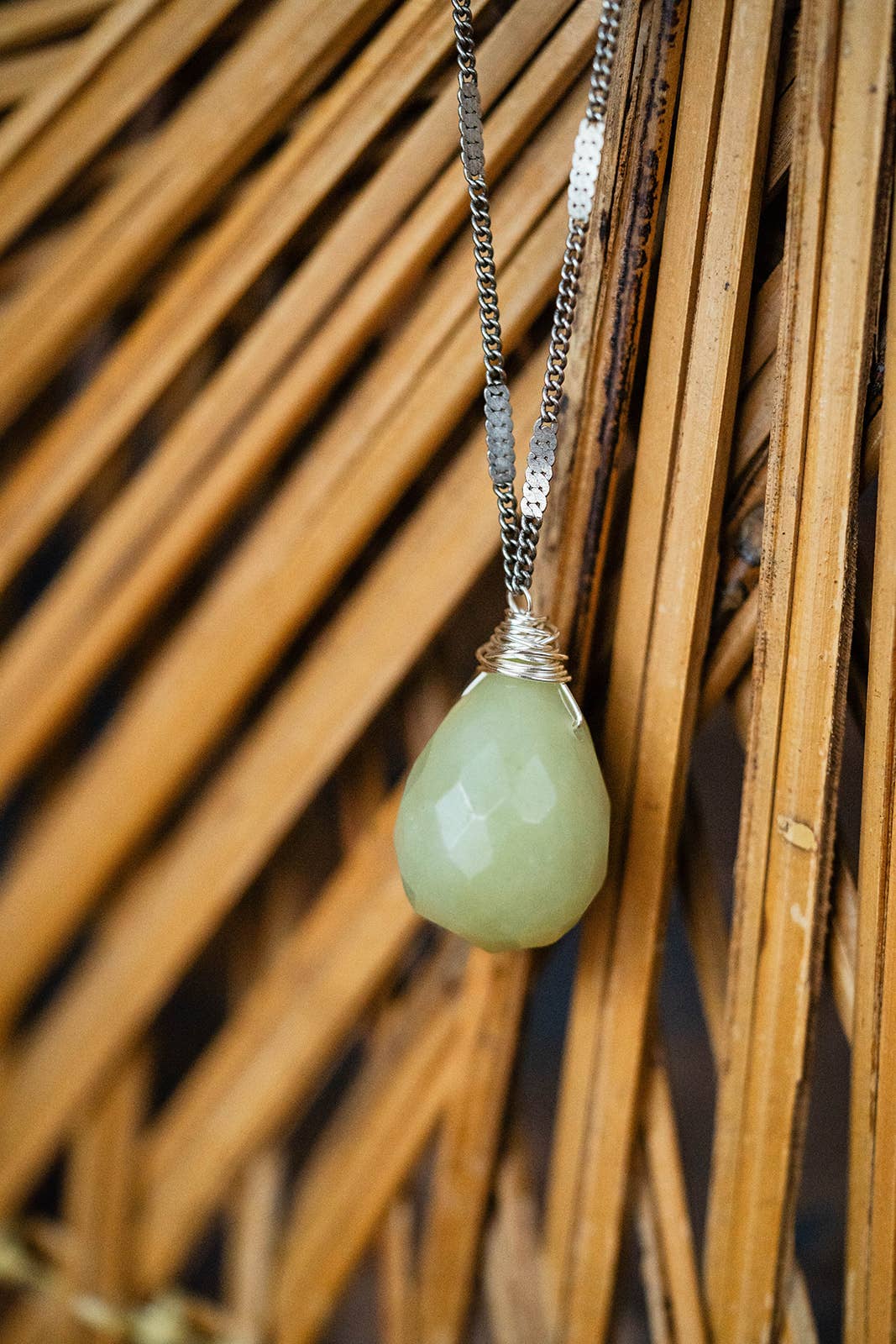 Zara Natural Stone Drop Necklace | New Jade