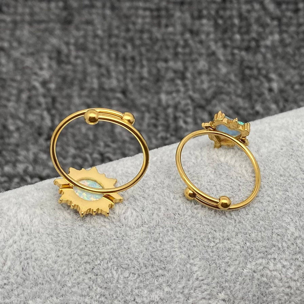 Lucky Opal 18K Gold Plated SS Adjustable Ring - FGS/CS