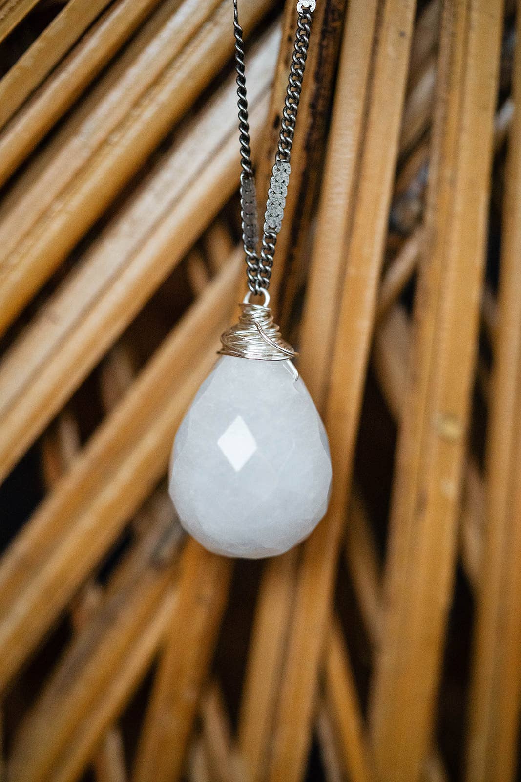 Zara Natural Stone Drop Necklace | Quartz Crystal