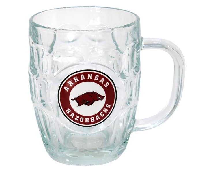 Arkansas Razorbacks Glass Mug | 20 oz Clear with Full-Color Logo (Officially Licensed)