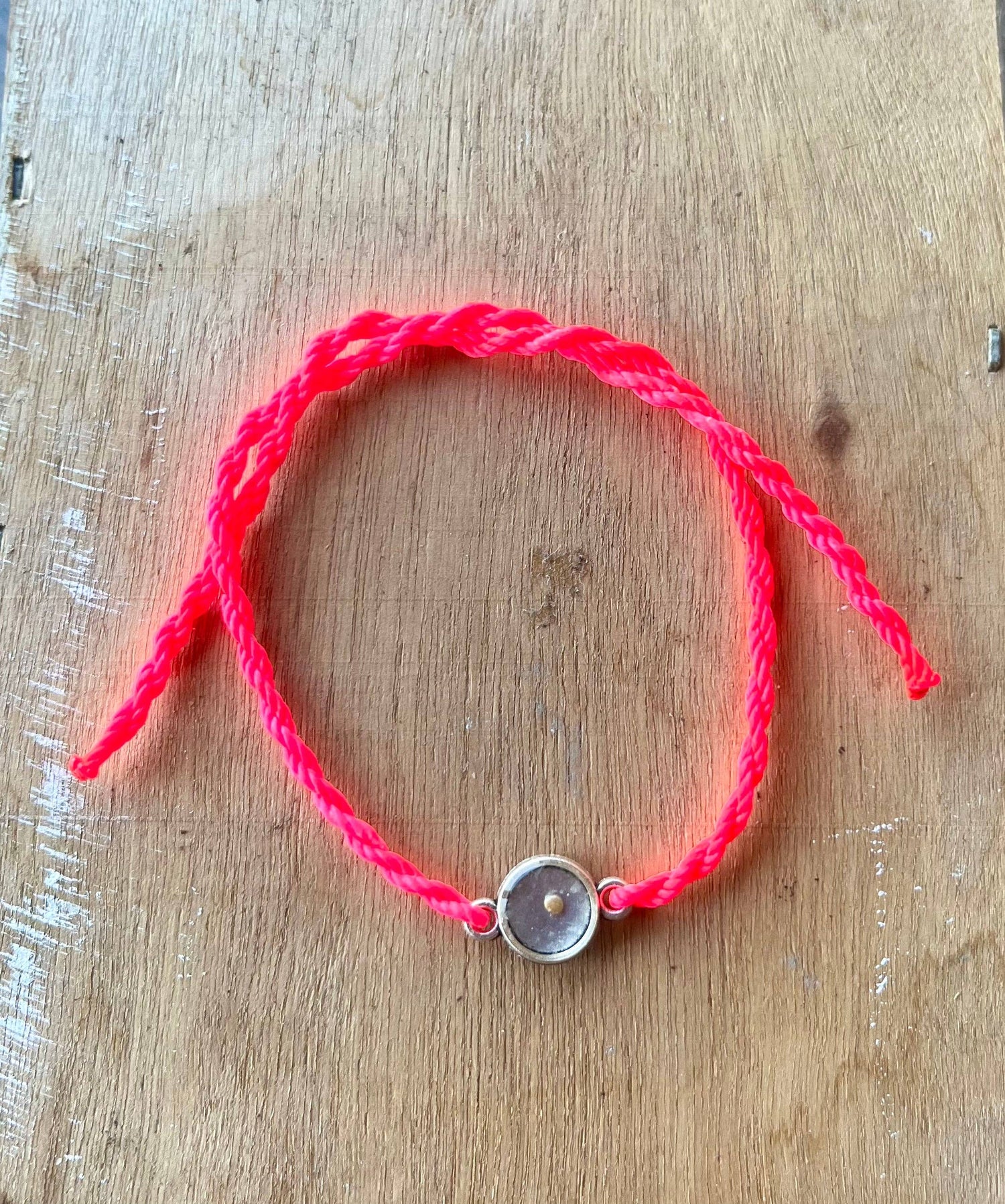 Fluorescent Pink Mustard Seed Faith Tie Bracelet