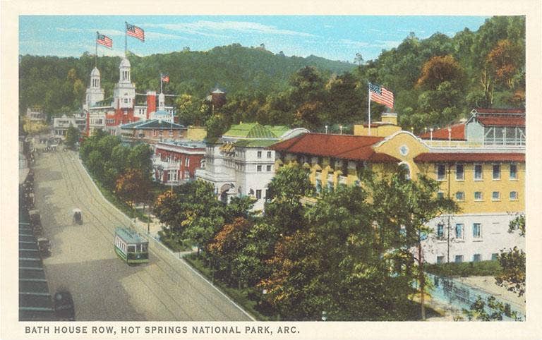 AR-94 Bathhouse Row, Hot Springs - Vintage Image, Postcard