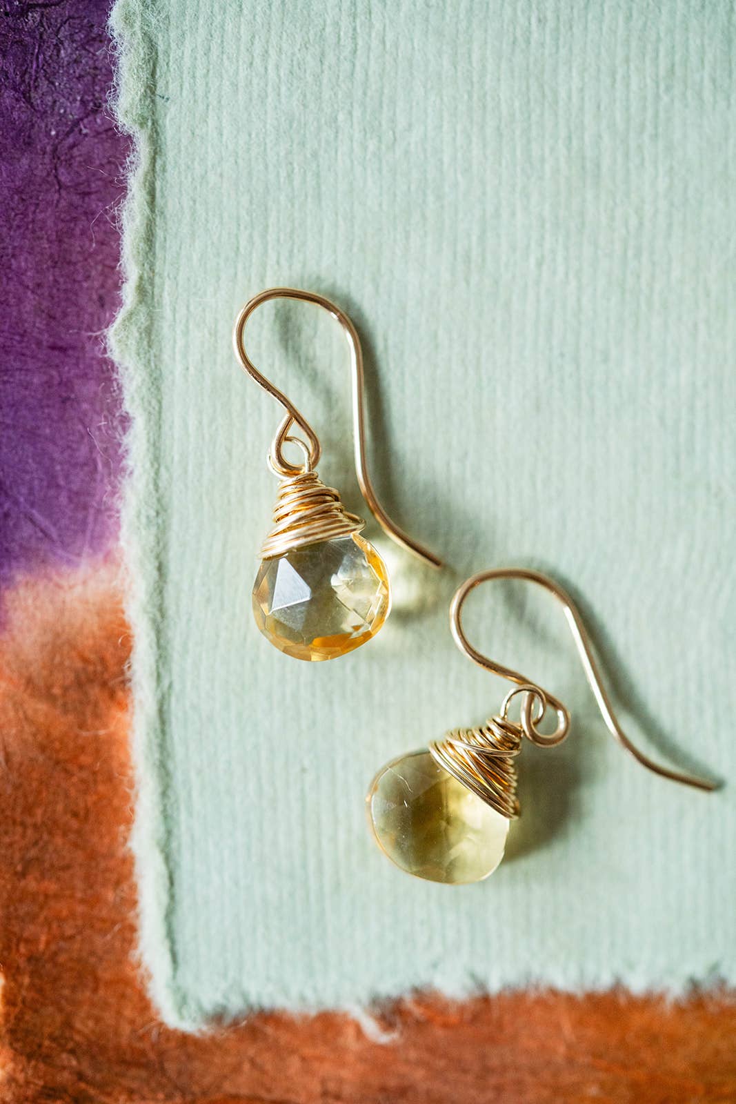 Pantone Earrings - Citrine Natural Stone Earrings