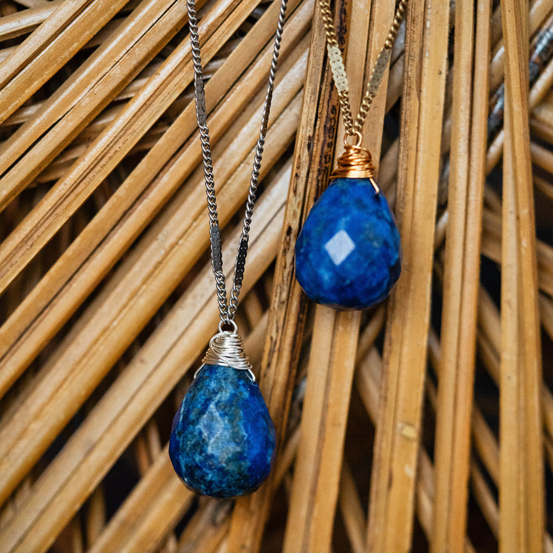 Zara Natural Stone Drop Necklace | Lapis