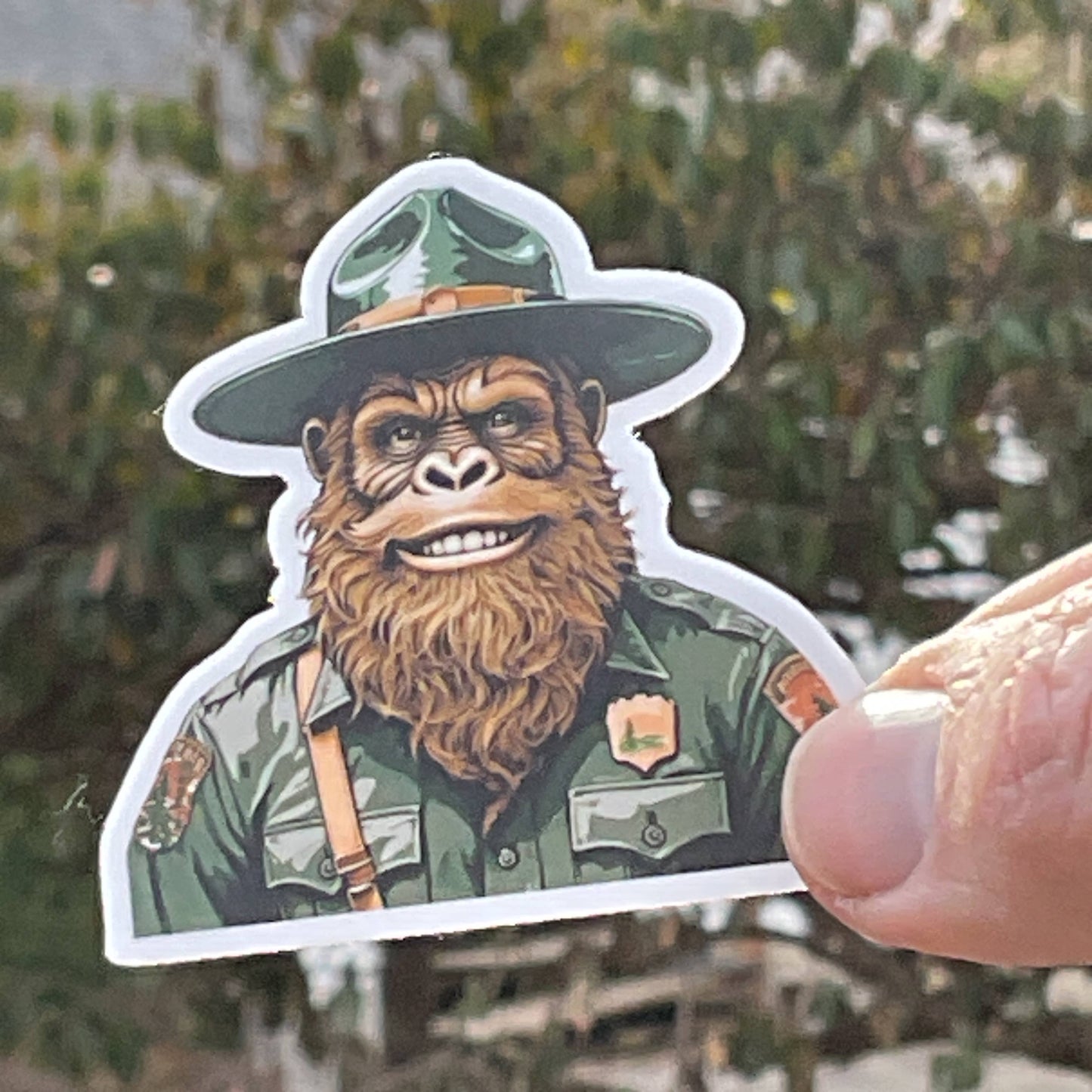 Happy Park Ranger Sasquatch or Bigfoot Vinyl 3" Sticker