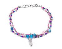 Wire Wrapped Crystal Beaded Metal Anklet