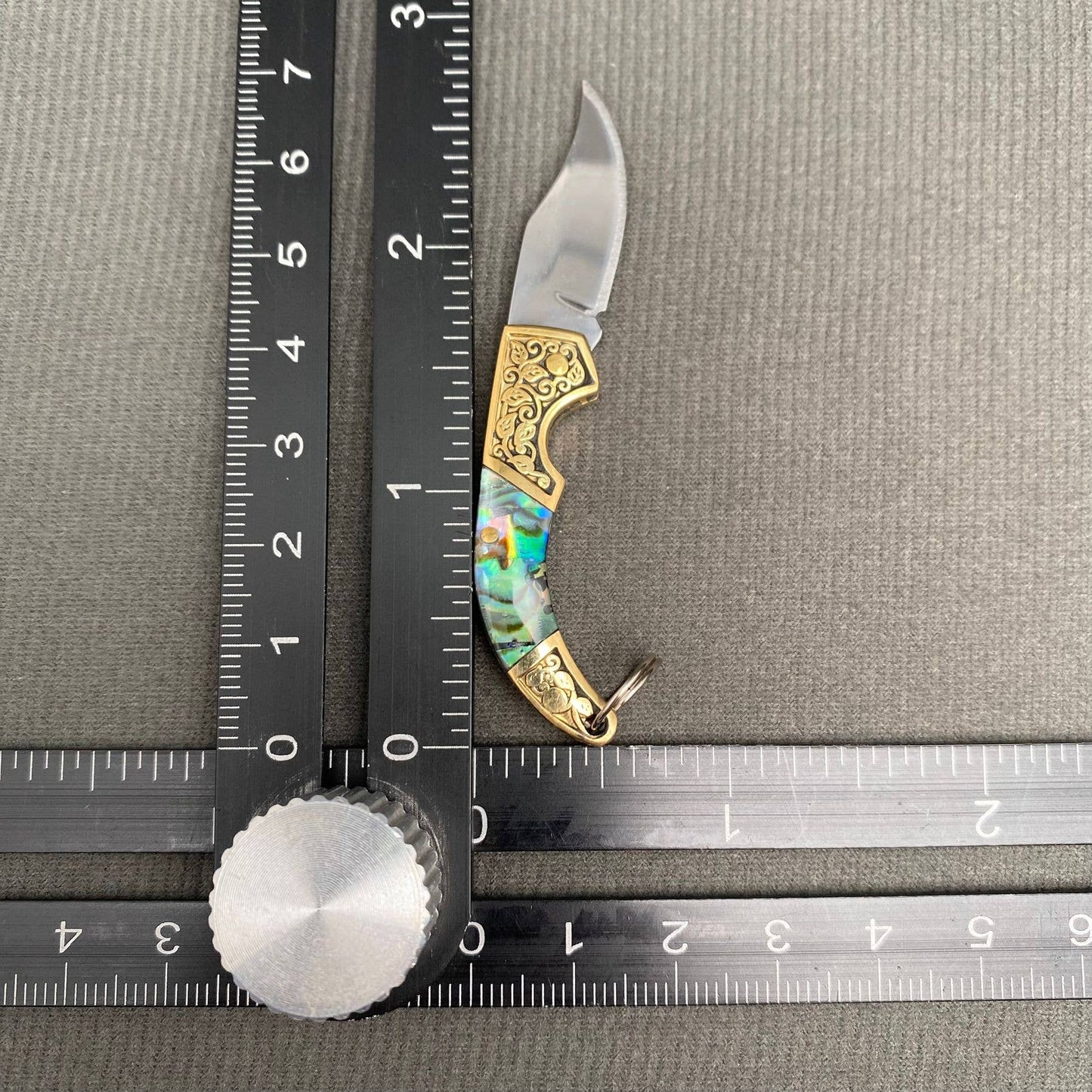 Shell Inlaid Mini Folding Knife Keychain