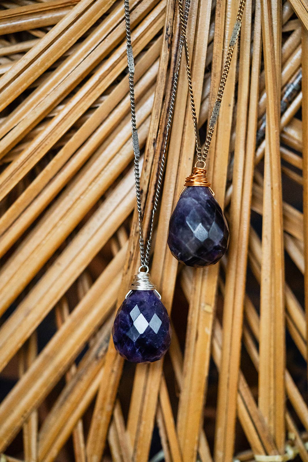 Zara Natural Stone Drop Necklace | Dog Tooth Amethyst