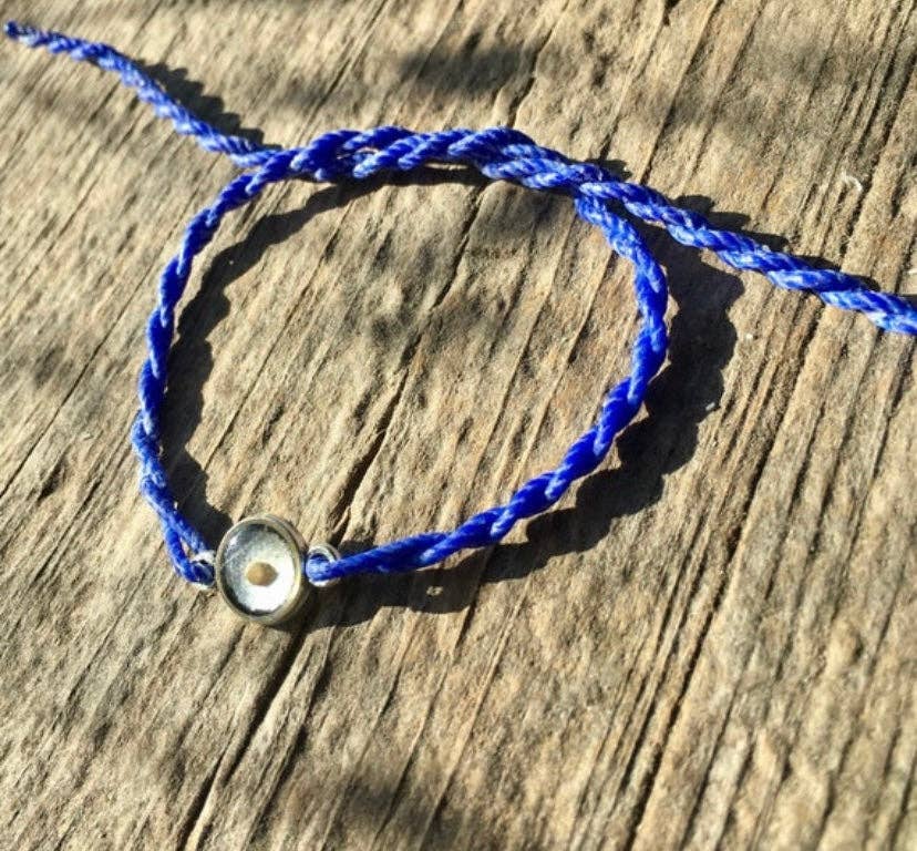 Blue Mustard Seed Faith Tie Bracelet