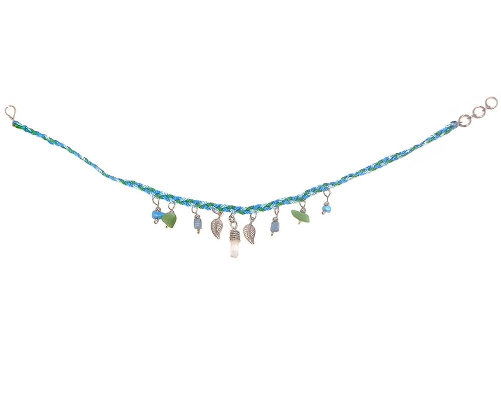 Crystal Chip Stone Macrame Rope Anklet