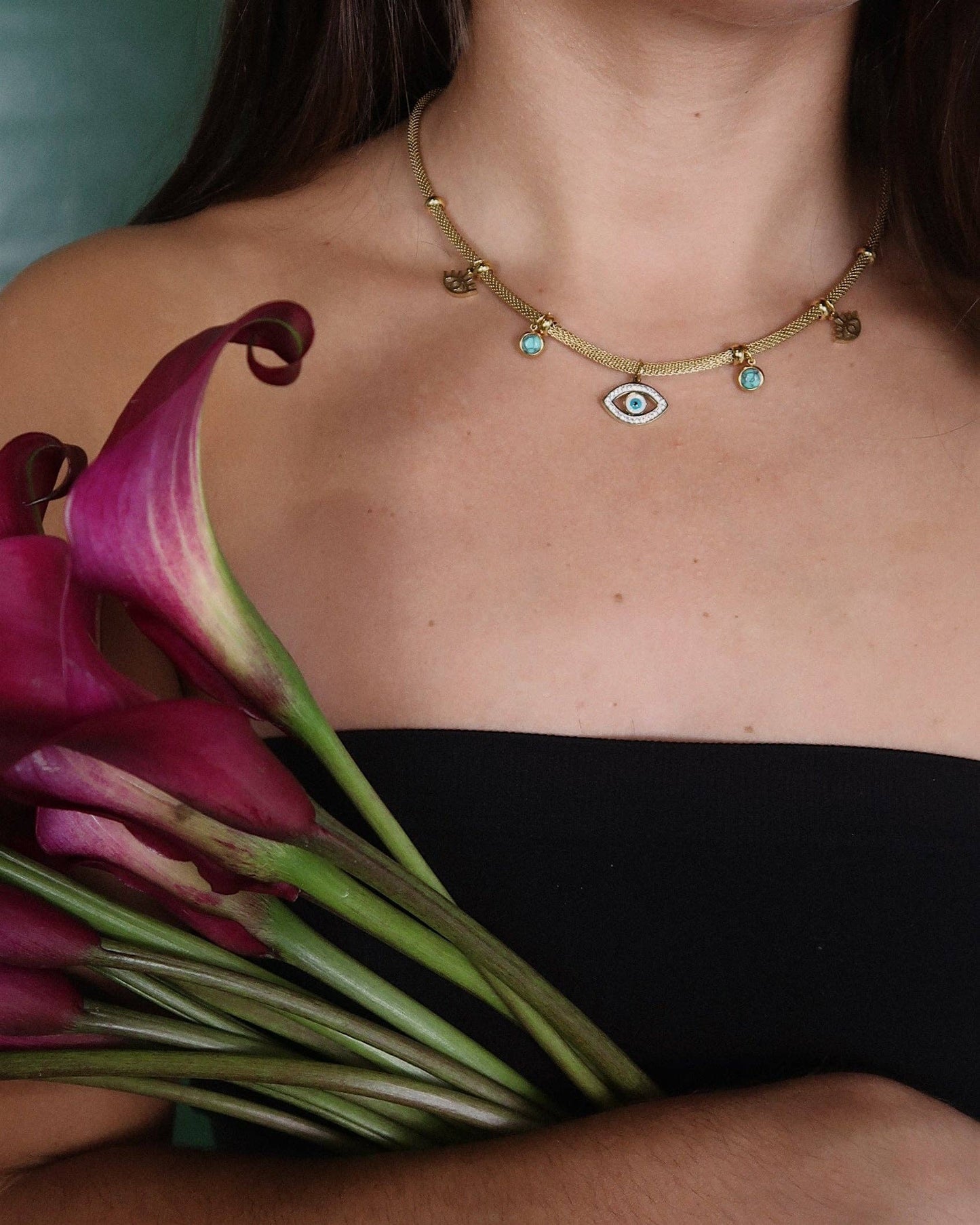 Venice Triple Eye Necklace : Hypoallergenic, Water Resistant, & Made in Arkansas