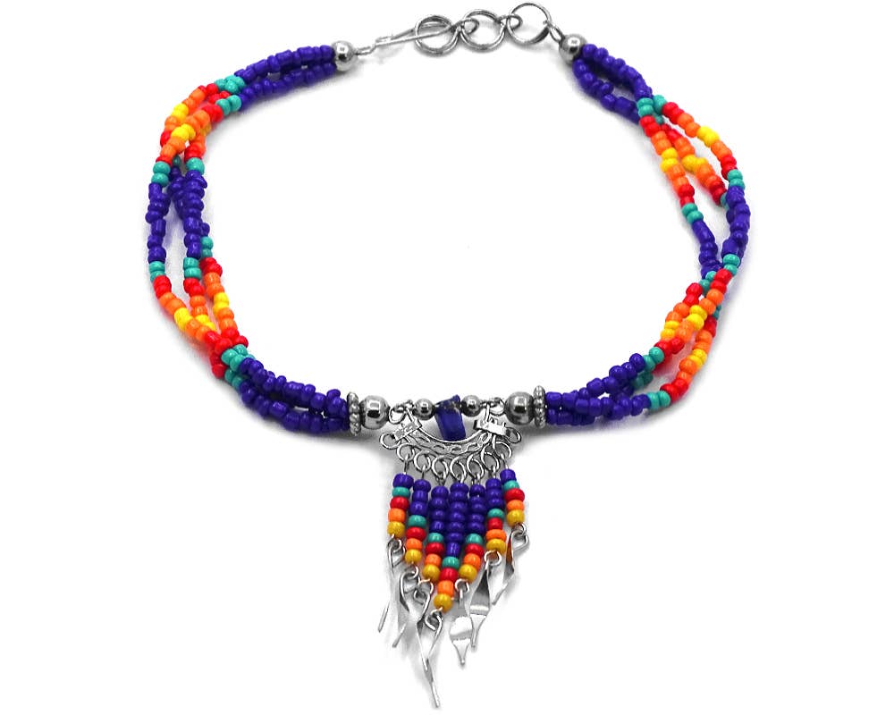 Native Inspired Agate Beaded Multi Strand Anklet