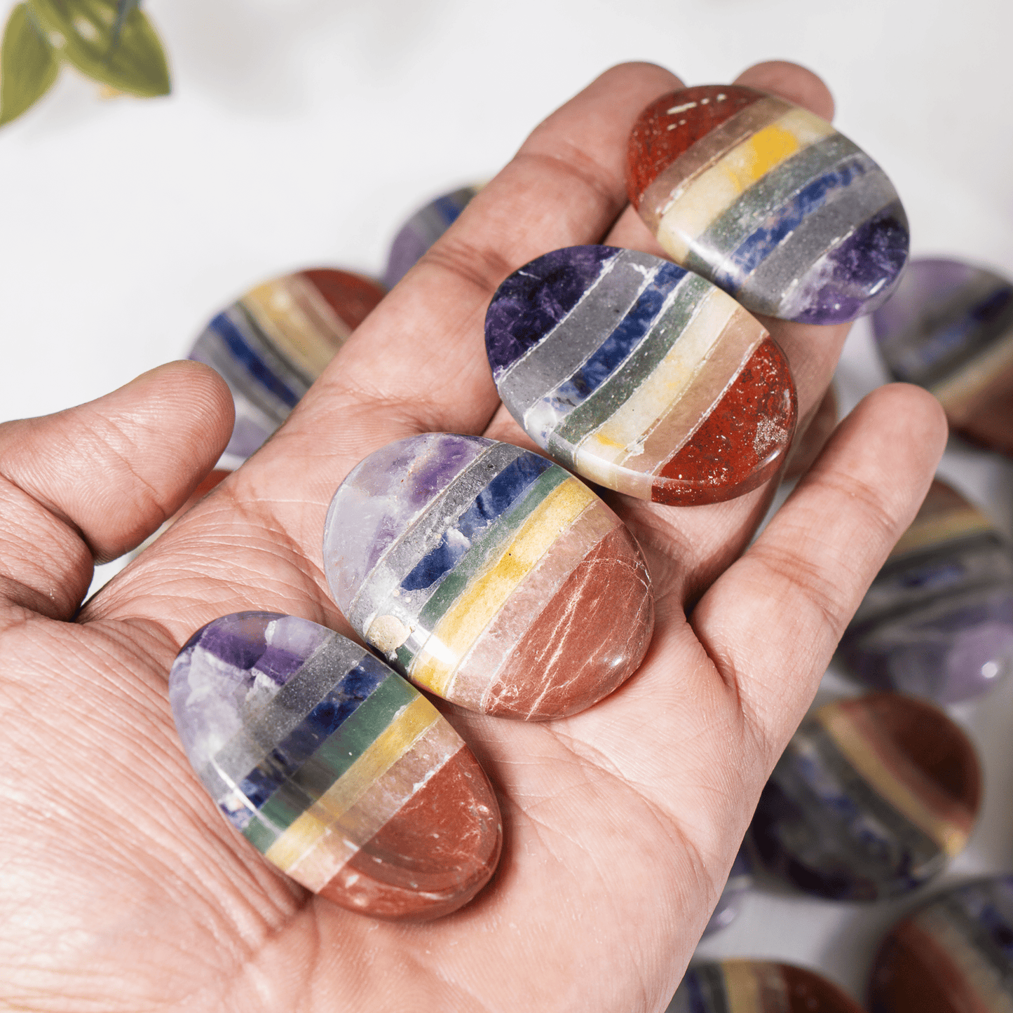 Bonded Chakra Worry Stones, Pocket Crystal, Thumb Stones