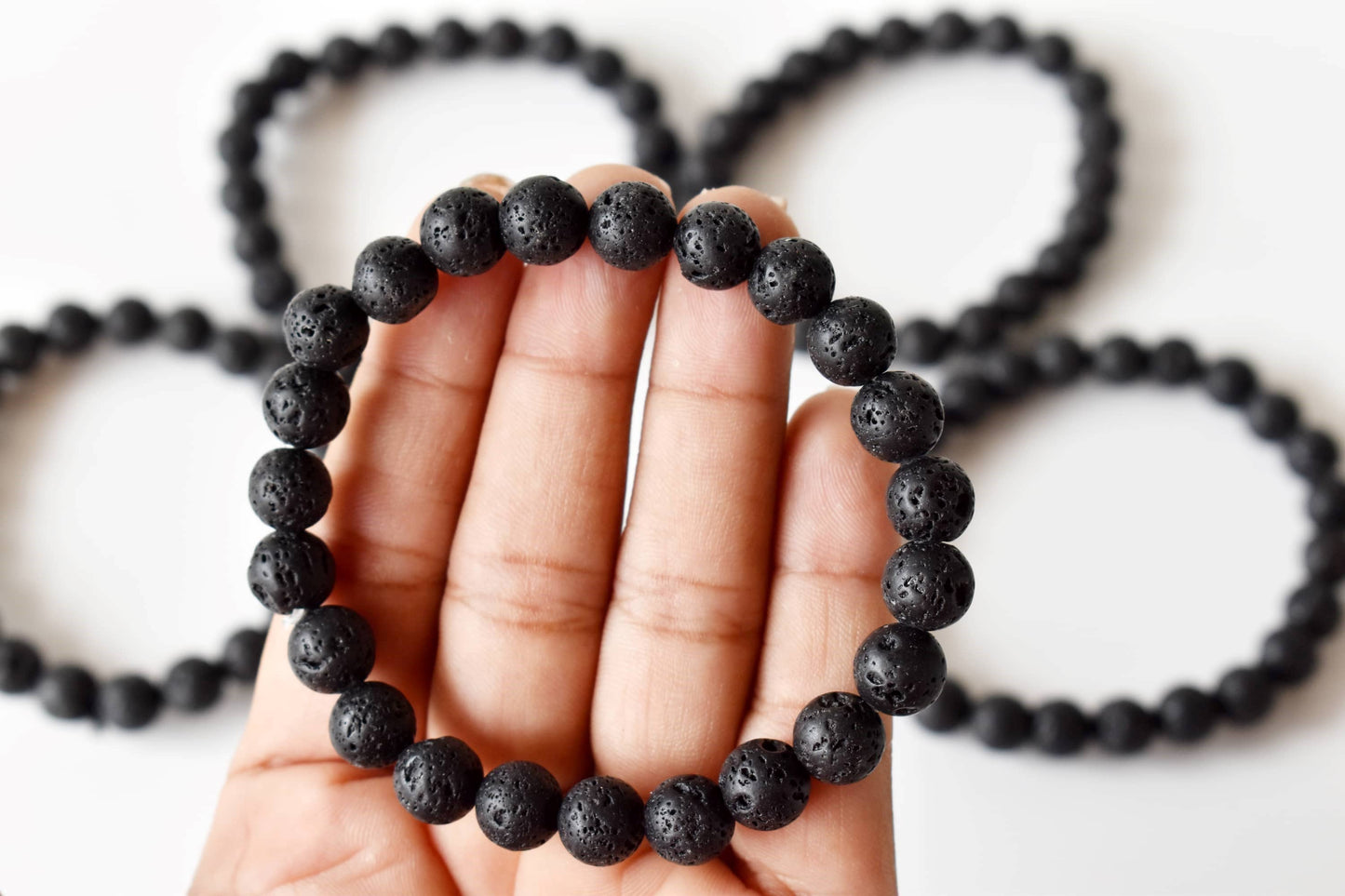 Gemstone Beaded Lava Bracelet