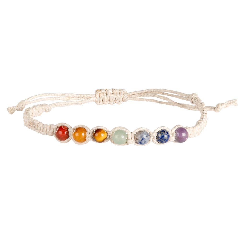 Hemp 7 Chakra Crystal Gemstone Adjustable Bracelet