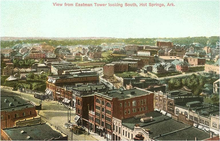 AR-47 View from Eastman Hotel over Hot Springs - Vintage Image, Postcard
